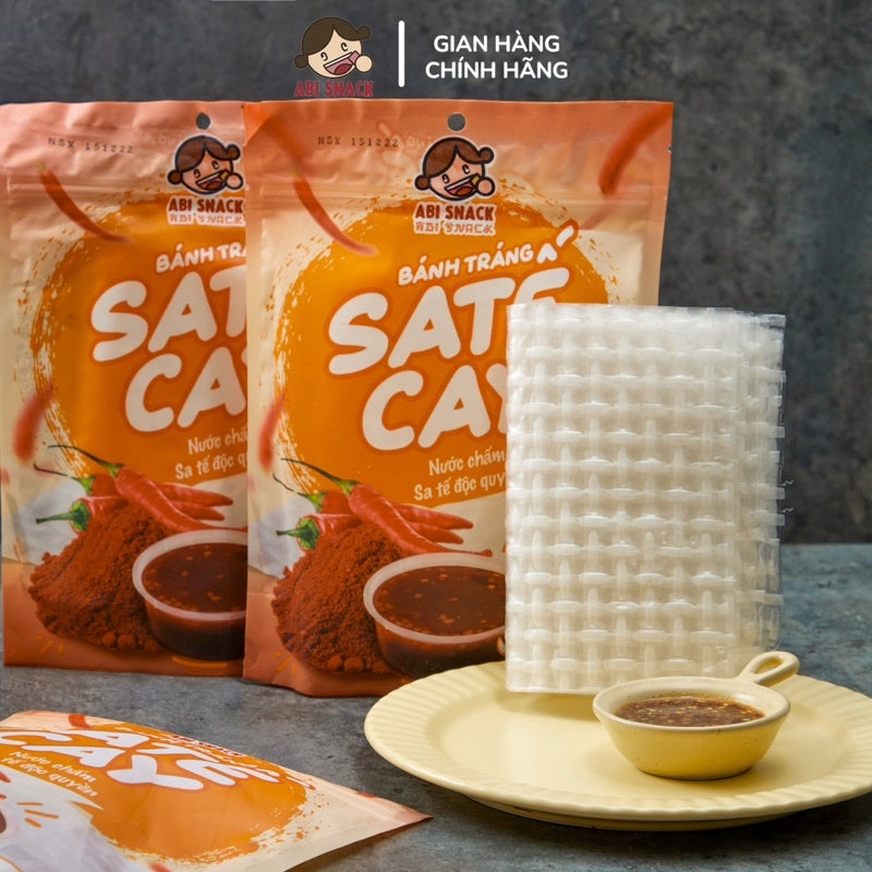 Bánh Tráng Sate Cay Vị Sốt Độc Quyền - Trọng Lượng 80 Gam - Thương Hiệu Abi Snack