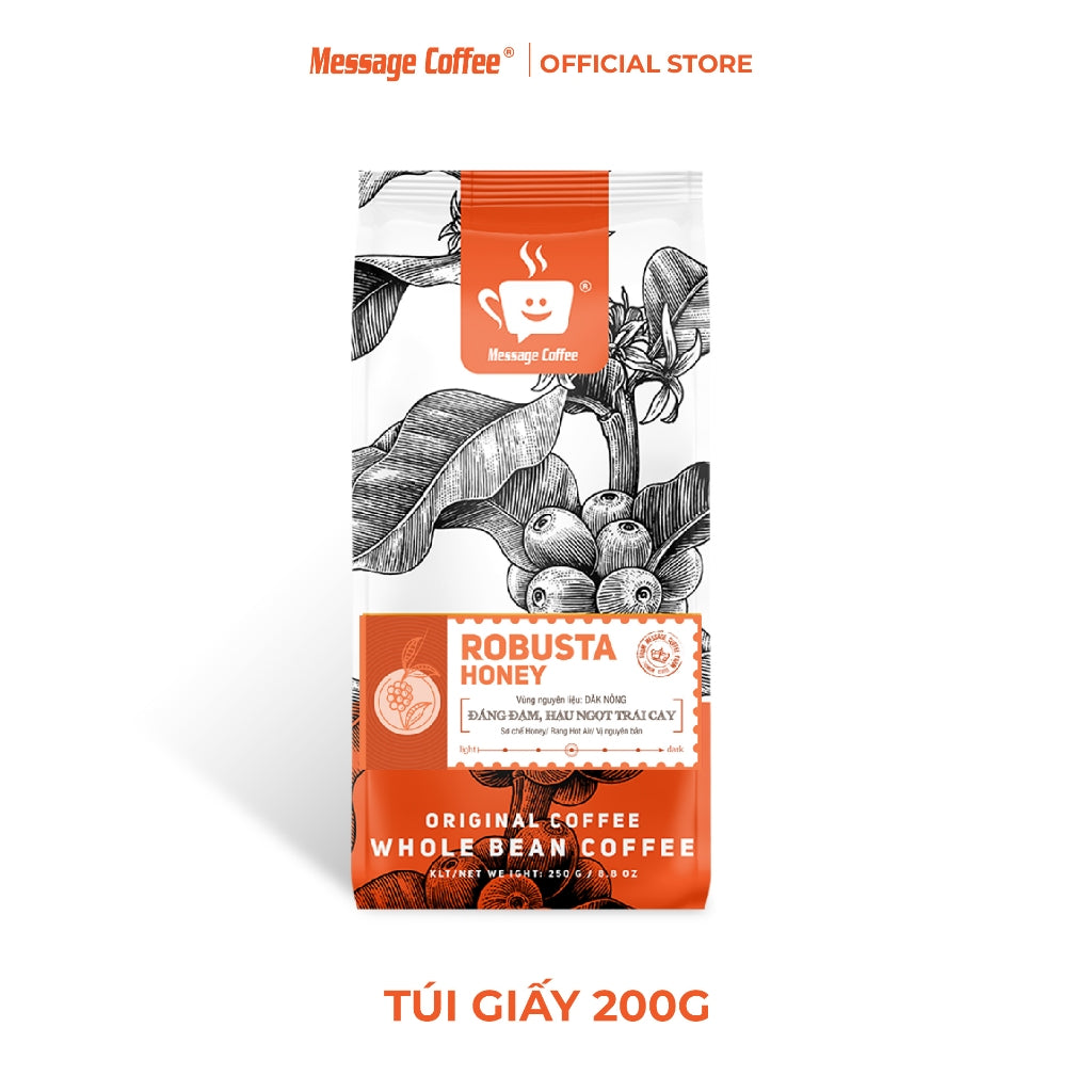 Cà phê Robusta Honey nguyên chất rang mộc 100% - Message Coffee 500gr