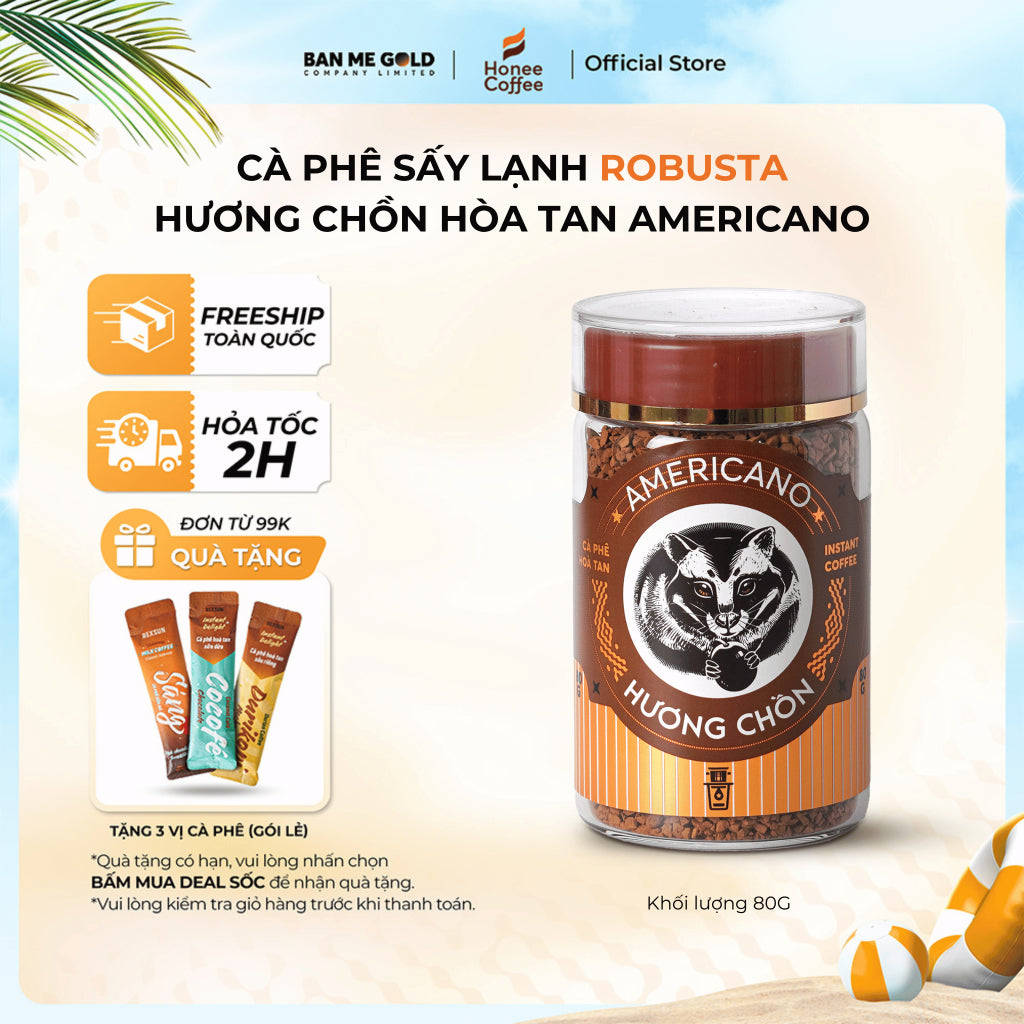 Cà Phê Robusta Hương Chồn Sấy Lạnh Americano (30g/80g) Cà Phê Chồn Sấy Lạnh Ban Me Gold