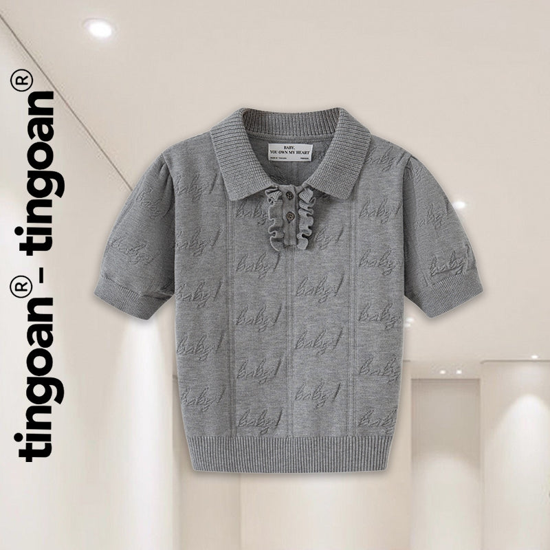 TINGOAN® x - Áo len crop lửng cổ bẻ tingoan