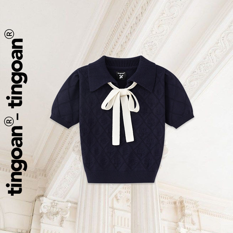 TINGOAN® x - Áo len crop lửng cổ bẻ tingoan