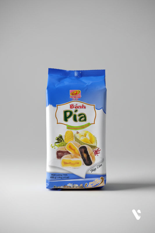 Bánh pía chay thập cẩm 4 vị khác nhau 400g, bánh pía chay Sóc Trăng Tân Huê Viên  [TÚI 4 BÁNH]