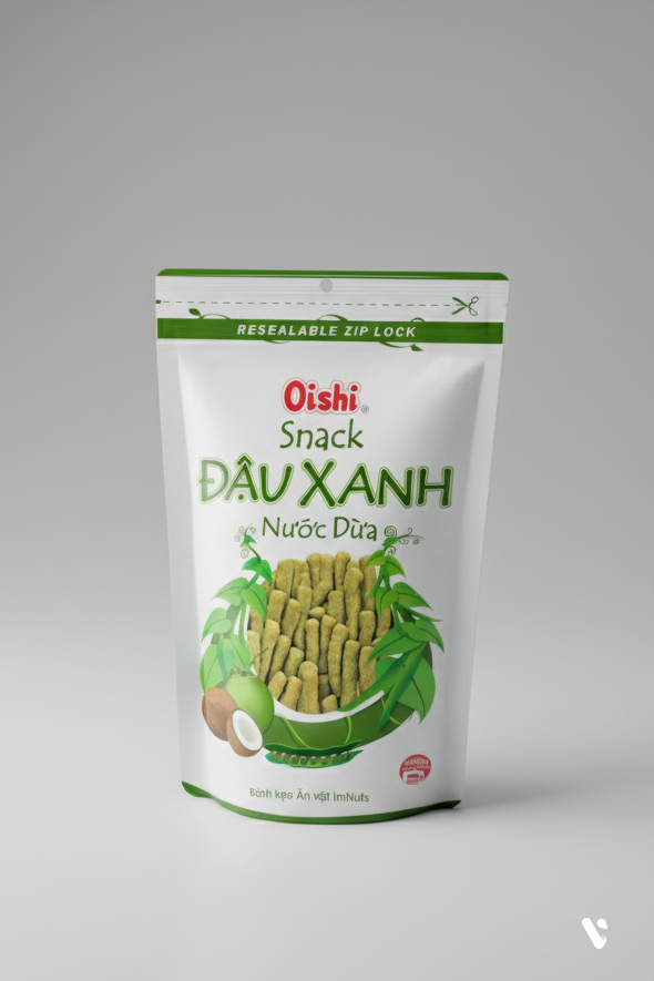 Oishi Snack Túi Zip 65g, Tôm Sốt Mật Ong, Tôm Cay Nồng