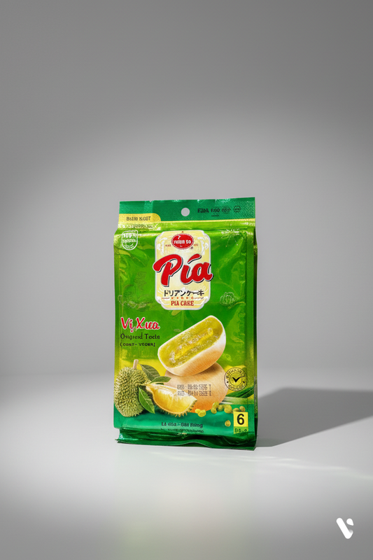 Bánh pía chay mini lá dứa sầu riêng - Thương hiệu Thiên Sa - Túi 120g/6 bánh - Kingsmart