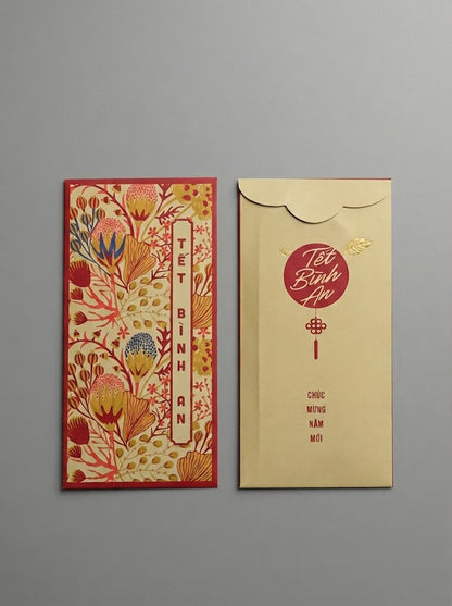 Combo 6 Bao Lì Xì Hoa Lá Mùa Xuân - Bao Lì Xì Sang Trọng