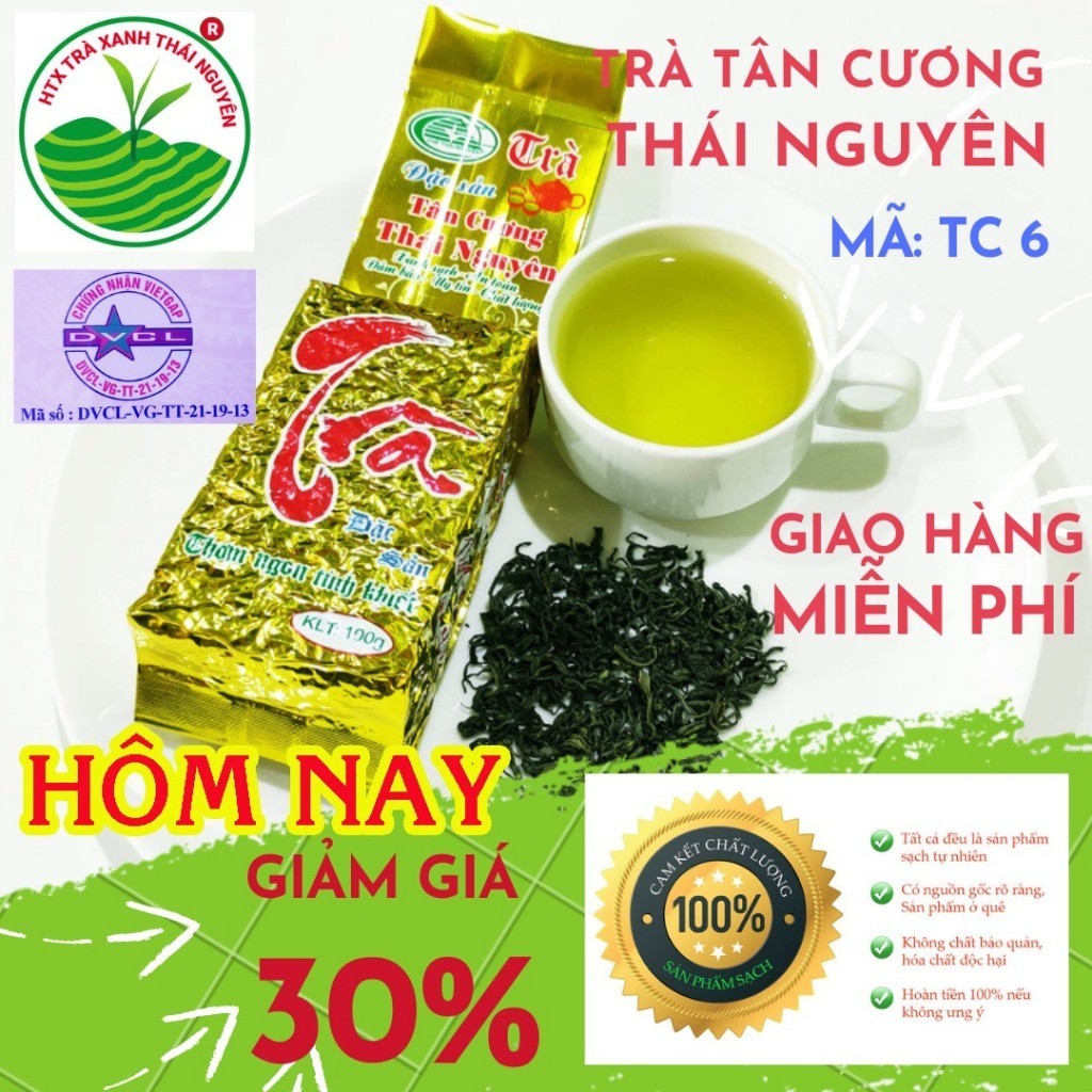 Trà Xanh Thái Nguyên Gói 100gr - 200gr - 500gr Vàng Chữ Đỏ, chè bắc