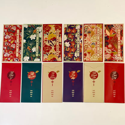 Combo 6 Bao Lì Xì Hoa Lá Mùa Xuân - Bao Lì Xì Sang Trọng