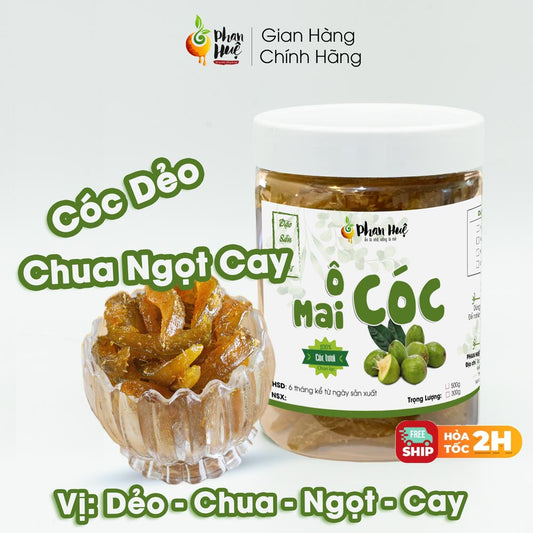 Ô mai cóc dẻo chua ngọt cay hộp 100g 300g 500g Phan Huệ. Vị dẻo chua ngọt, đặc sản Hà Nội. |  Việt Nam