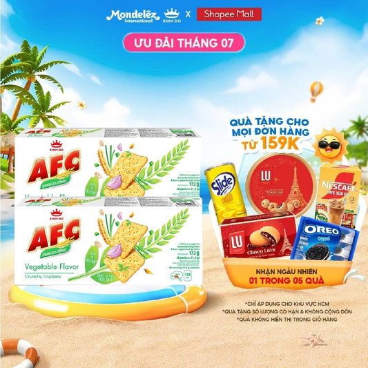 [Livestream] - Bánh Cracker Dinh Dưỡng AFC Vị Rau/Lúa Mì/Gà Sả Tắc, Combo 2 Hộp X 172G (Bao Bì Giao Ngẫu Nhiên) |  Việt Nam