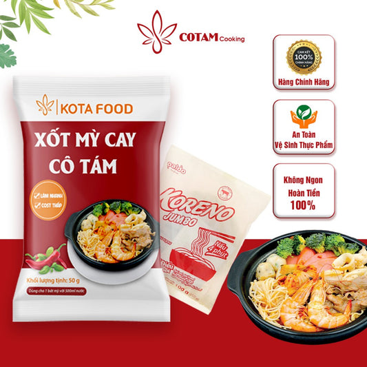 Combo Sốt Mỳ Cay Cô Tám (50g sốt mỳ + 1gói mỳ Koreno vị Kim chi) |  Việt Nam