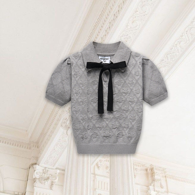 TINGOAN® x - Áo len crop lửng cổ bẻ tingoan