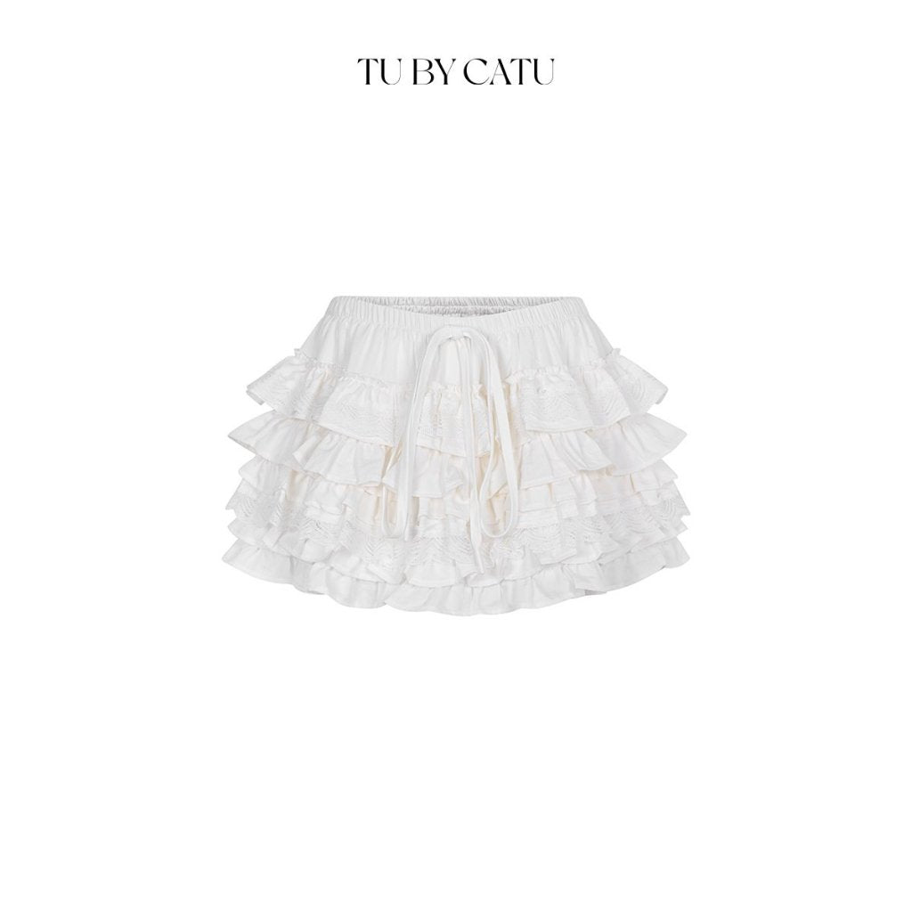 TUBYCATU | Chân váy trắng/ đen nhiều tầng phối ren