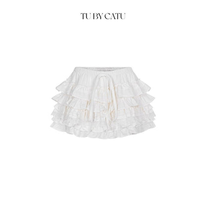 TUBYCATU | Chân váy trắng/ đen nhiều tầng phối ren