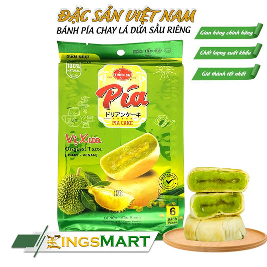 Bánh pía chay mini lá dứa sầu riêng - Thương hiệu Thiên Sa - Túi 120g/6 bánh - Kingsmart |  Việt Nam