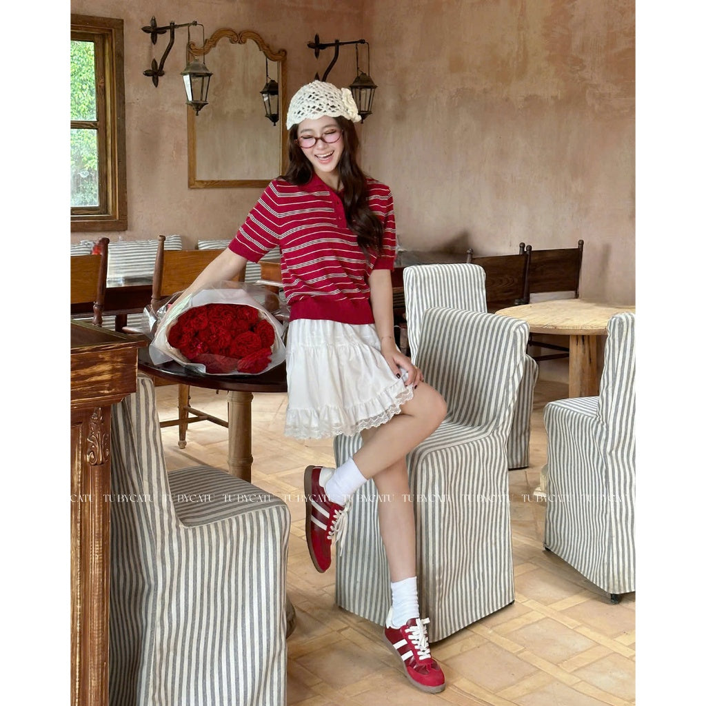TUBYCATU |  Chân váy ren trắng camelia white skirt