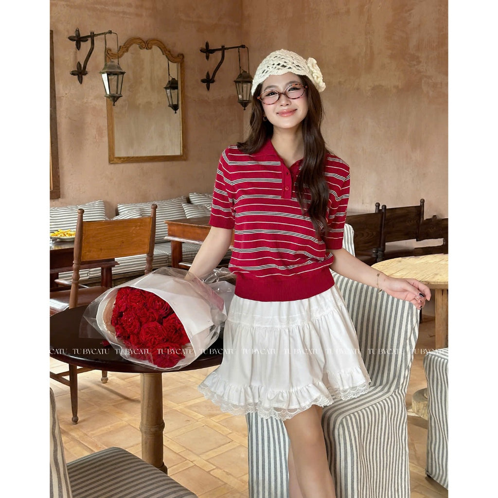 TUBYCATU |  Chân váy ren trắng camelia white skirt