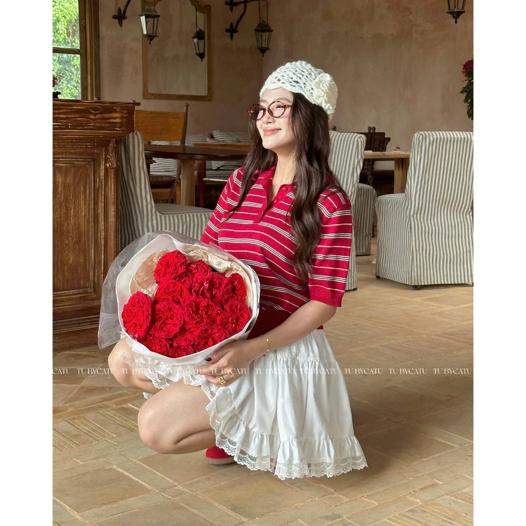 TUBYCATU |  Chân váy ren trắng camelia white skirt