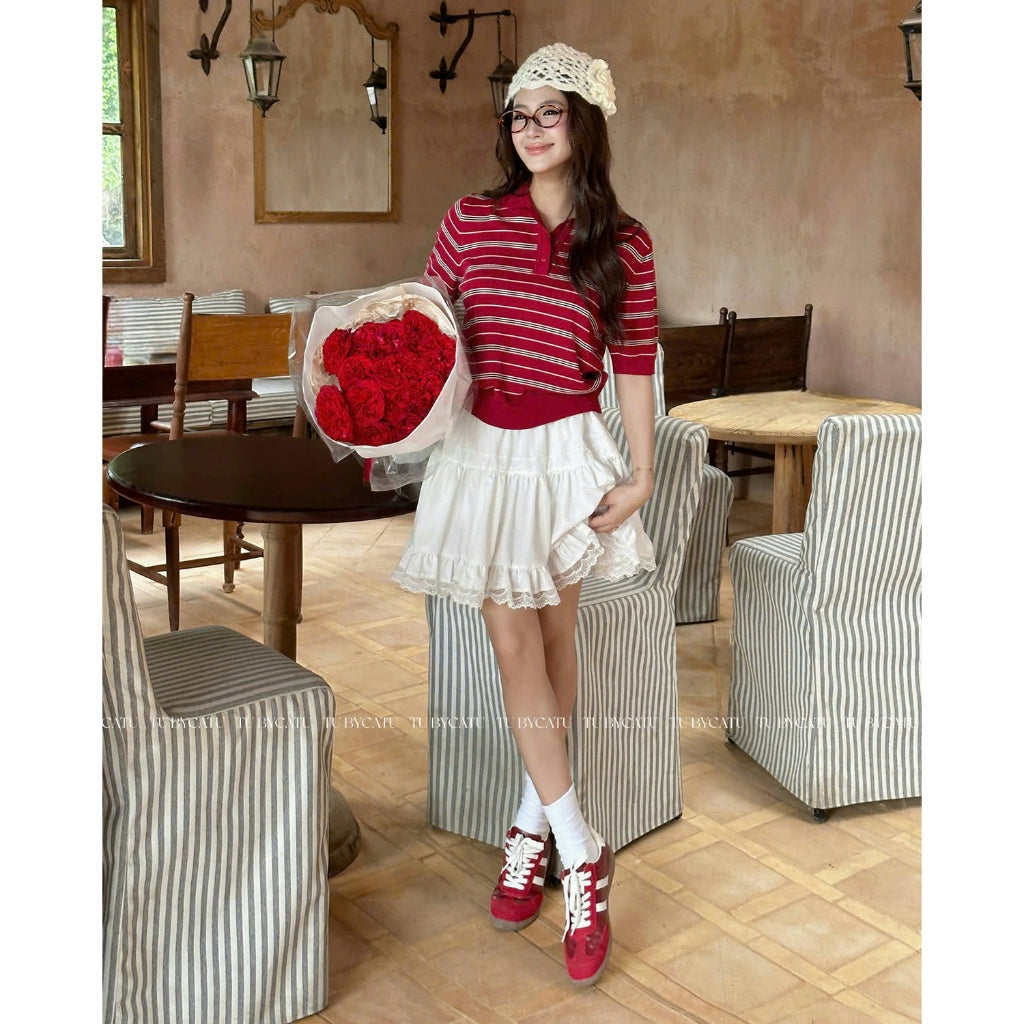 TUBYCATU |  Chân váy ren trắng camelia white skirt