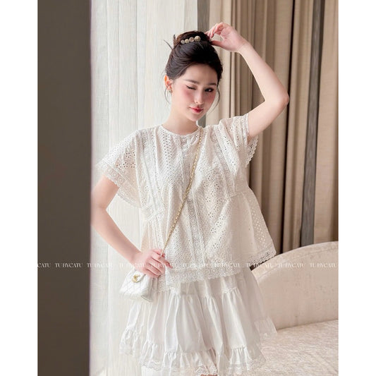 TUBYCATU | Áo kiểu ren trắng ANNA lace top