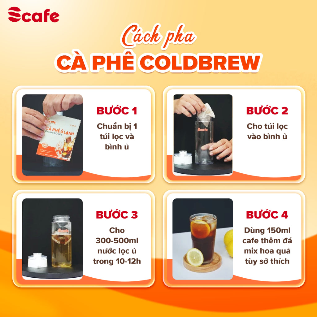 Cà phê Ủ Lạnh Cold Brew Scafe Việt Nam 100% ARABICA Hộp 10Túi x 20G