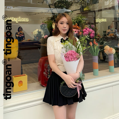 TINGOAN® x - Áo len crop lửng cổ bẻ tingoan