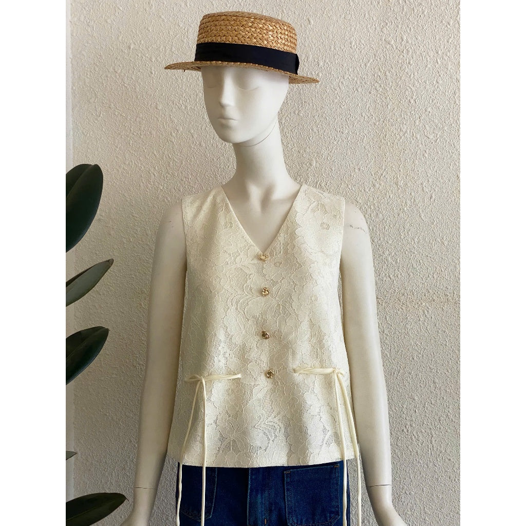 TUBYCATU | Áo ghile ren kem Sophie begie lace top