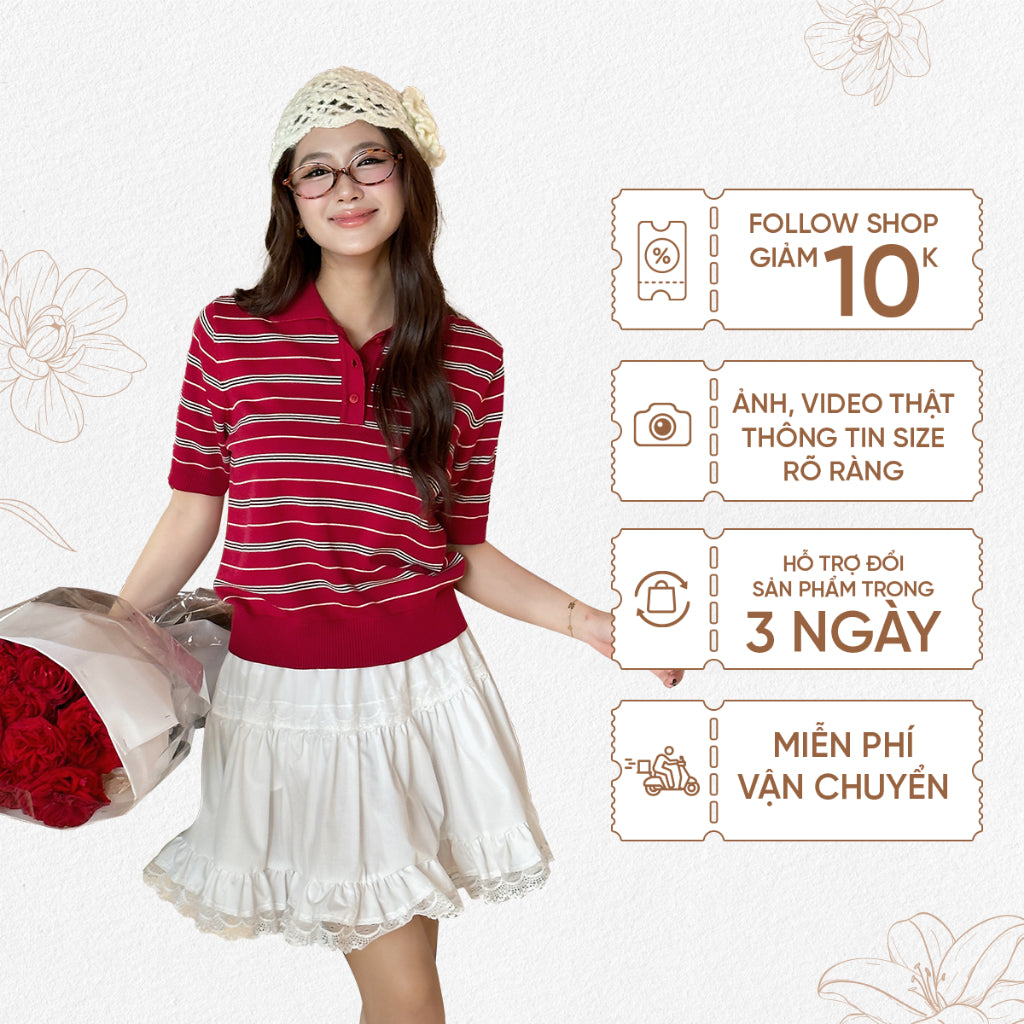 TUBYCATU |  Chân váy ren trắng camelia white skirt