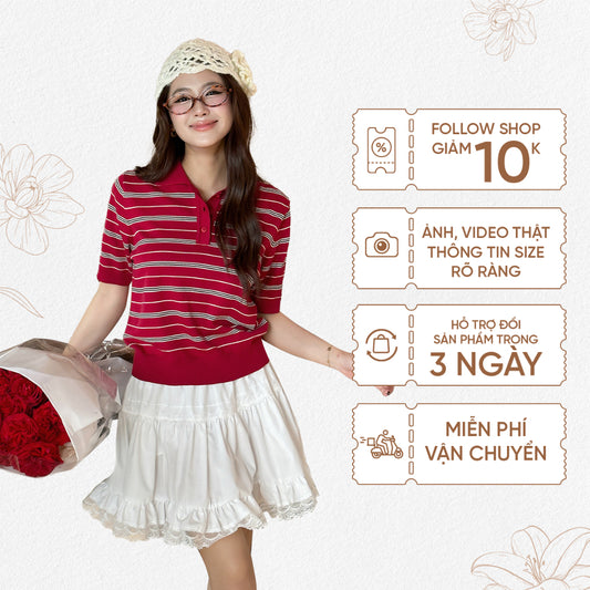 TUBYCATU |  Chân váy ren trắng camelia white skirt