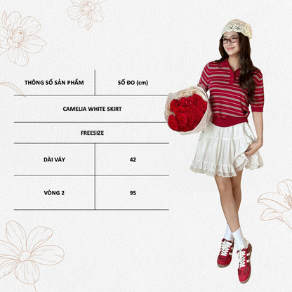 TUBYCATU |  Chân váy ren trắng camelia white skirt