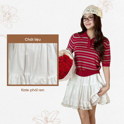TUBYCATU |  Chân váy ren trắng camelia white skirt