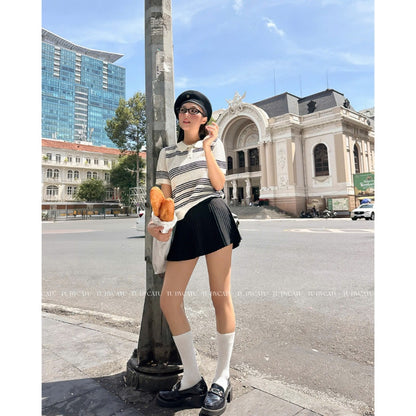 TUBYCATU | Chân váy xếp ly Gina Black Skirt