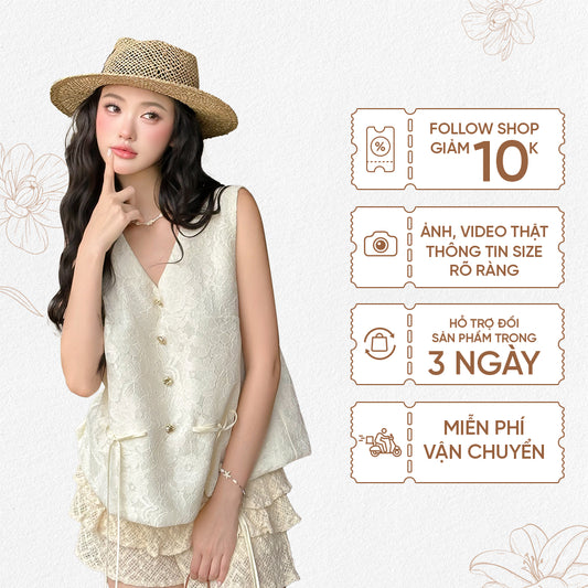 TUBYCATU | Áo ghile ren kem Sophie begie lace top