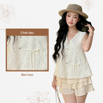 TUBYCATU | Áo ghile ren kem Sophie begie lace top