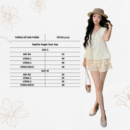 TUBYCATU | Áo ghile ren kem Sophie begie lace top