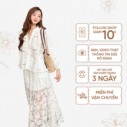 TUBYCATU | Chân váy ren trắng/ đen Lace Maxi Skirt