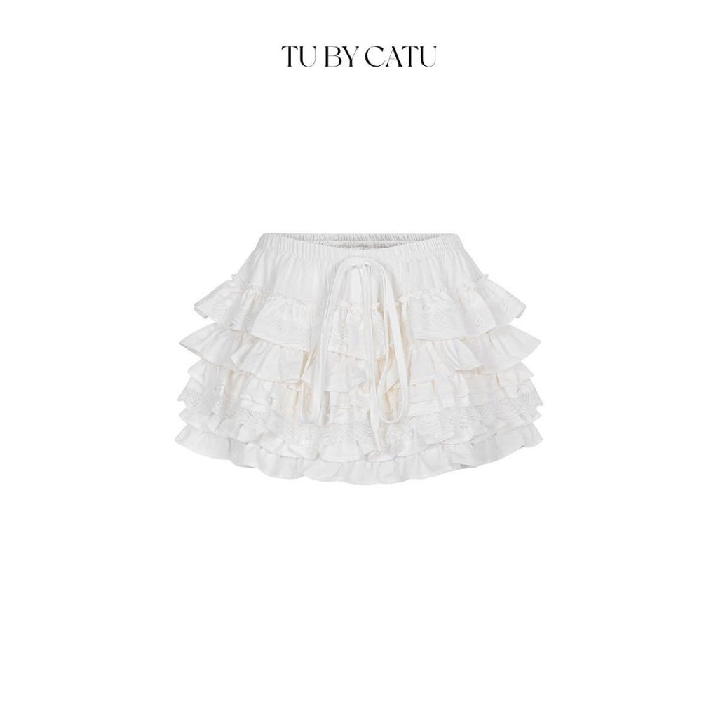 TUBYCATU | Chân váy trắng/ đen nhiều tầng phối ren