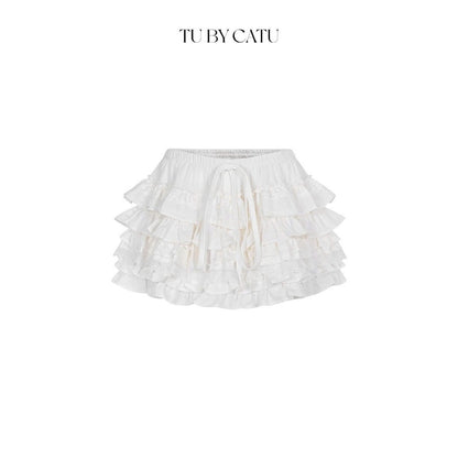 TUBYCATU | Chân váy trắng/ đen nhiều tầng phối ren