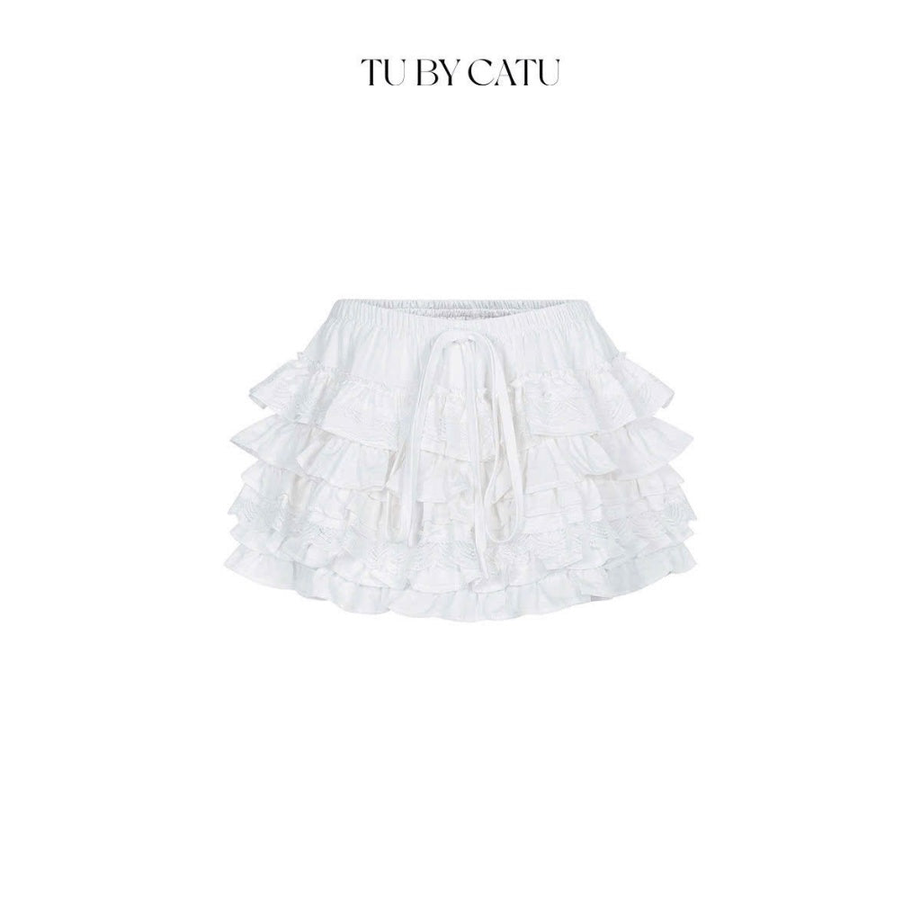 TUBYCATU | Chân váy trắng/ đen nhiều tầng phối ren