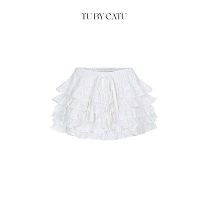 TUBYCATU | Chân váy trắng/ đen nhiều tầng phối ren