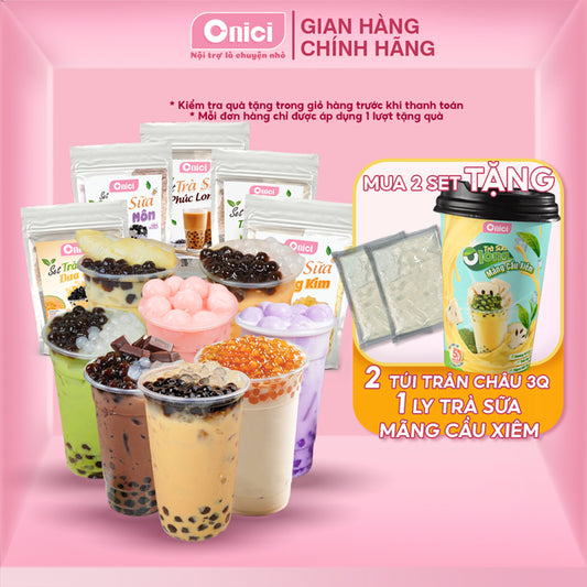 Set nguyên liệu pha trà sữa phúc long thái xanh thái đỏ ONICI thành phẩm 30 35 ly