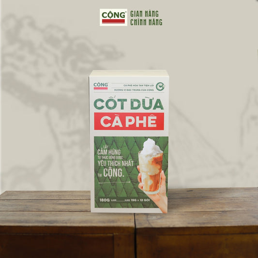 Cốt dừa cà phê hoà tan Cộng Cà Phê hộp 12 gói, 5 gói