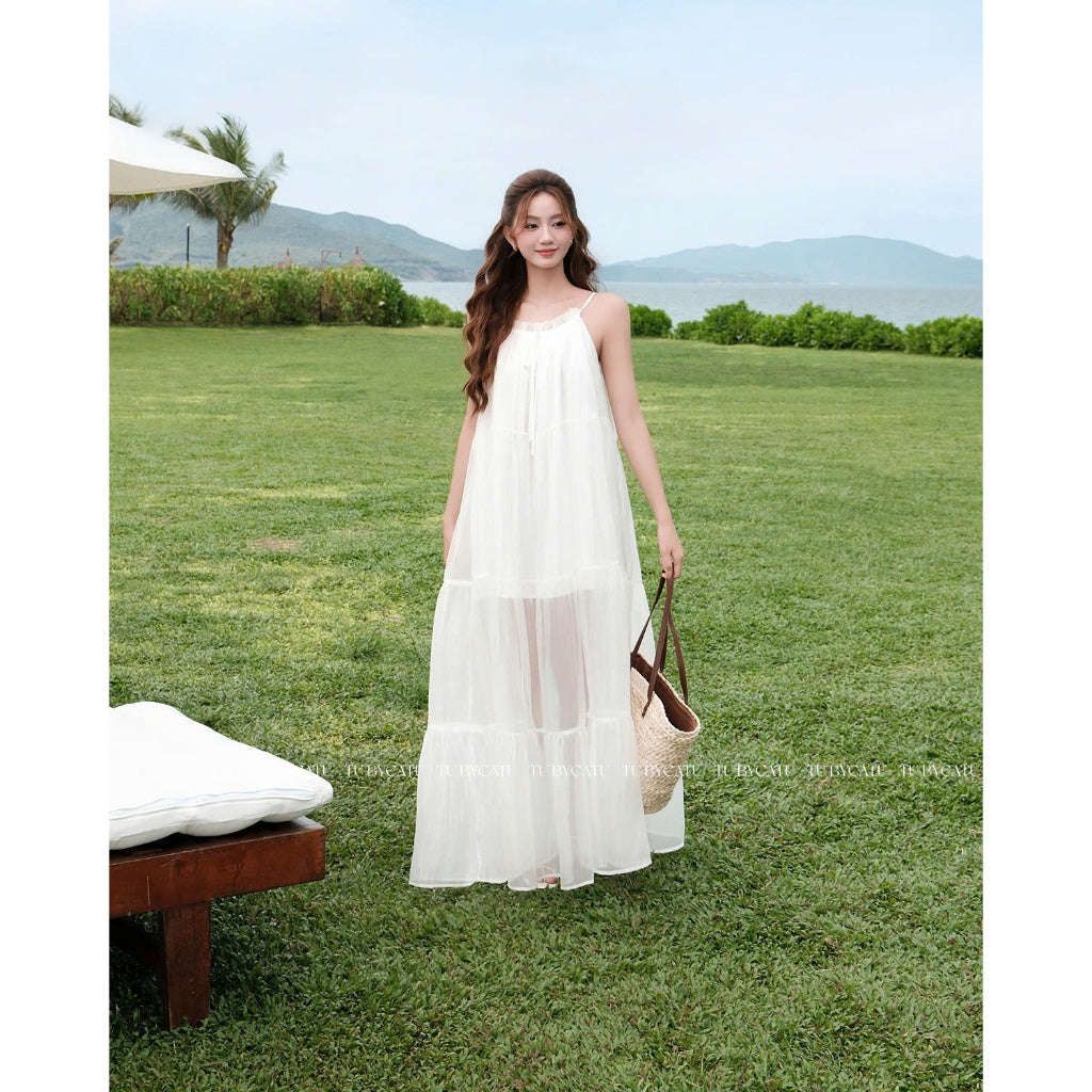 TUBYCATU | Đầm voan tơ Felicia White Maxi Dress