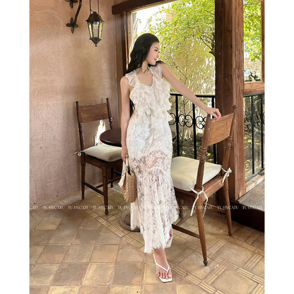 TUBYCATU | Áo chấm bi Nany ruffled top cream