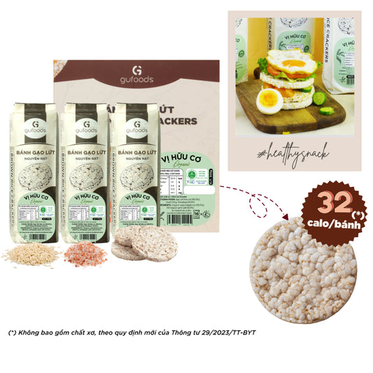 Bánh gạo lứt GUfoods - Không chiên dầu, Không đường, Eat clean, Thực dưỡng, Ăn vặt healthy, Tập gym (170g/300g/510g/40g) |  Việt Nam