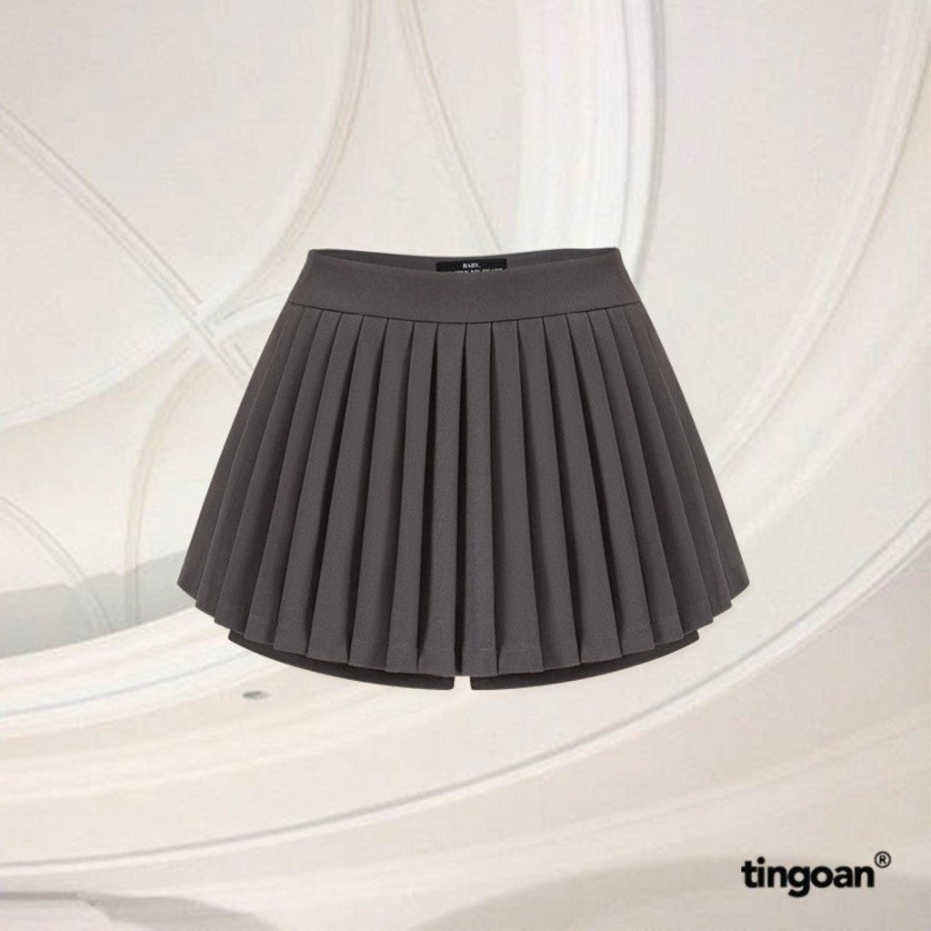 TINGOAN® X   - Chân váy cạp cao thêu chữ "TINGOAN" xếp ly tingoan