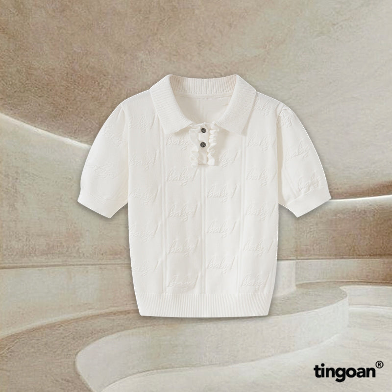 TINGOAN® x - Áo len crop lửng cổ bẻ tingoan