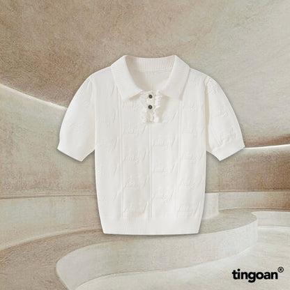 TINGOAN® x - Áo len crop lửng cổ bẻ tingoan