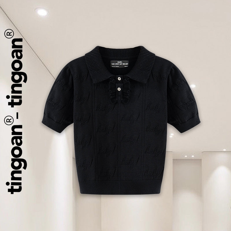 TINGOAN® x - Áo len crop lửng cổ bẻ tingoan