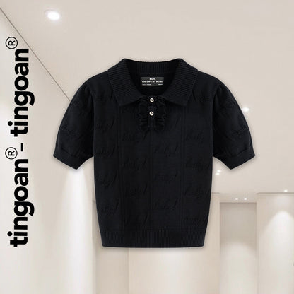 TINGOAN® x - Áo len crop lửng cổ bẻ tingoan