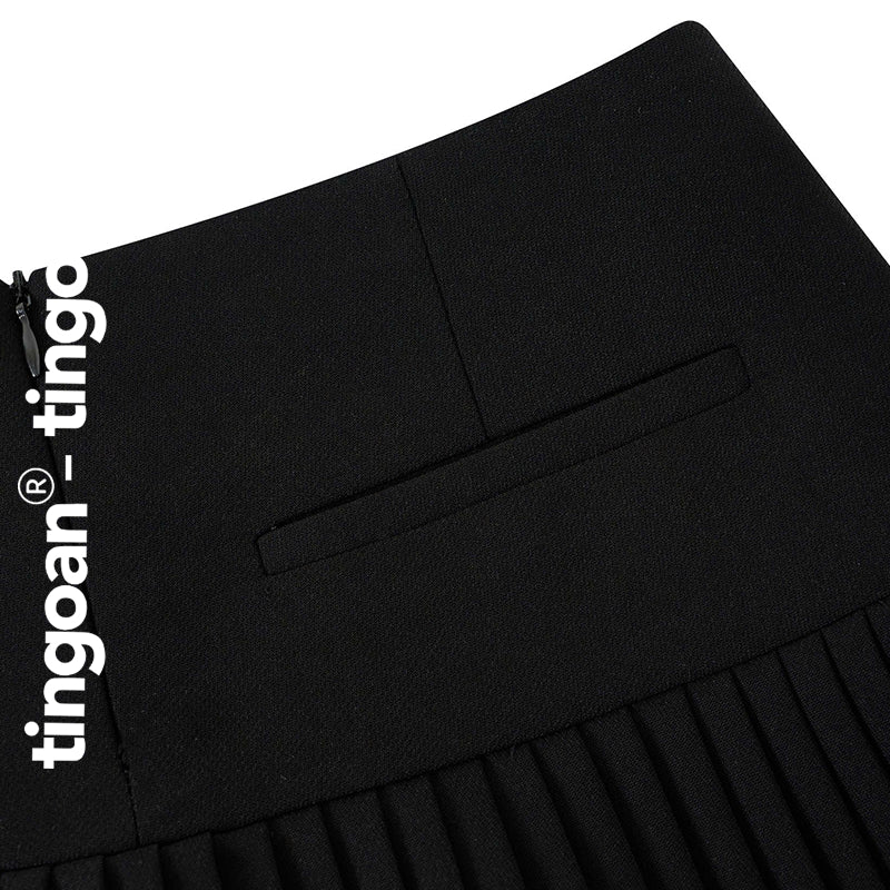 TINGOAN® X   - Chân váy cạp cao thêu chữ "TINGOAN" xếp ly tingoan